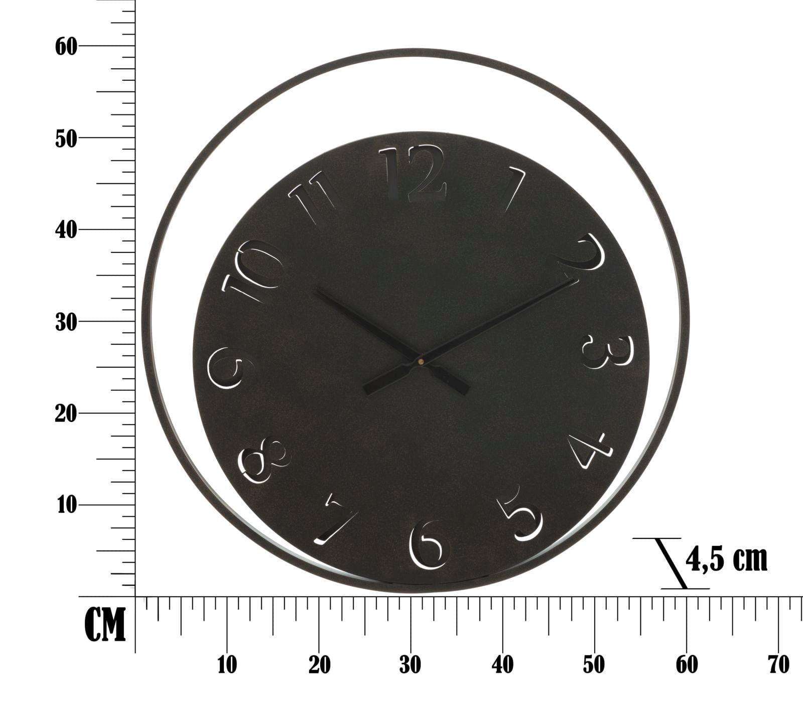 Mauro Ferretti Ceas de perete din metal, Circle Gri Inchis, Ø60 cm