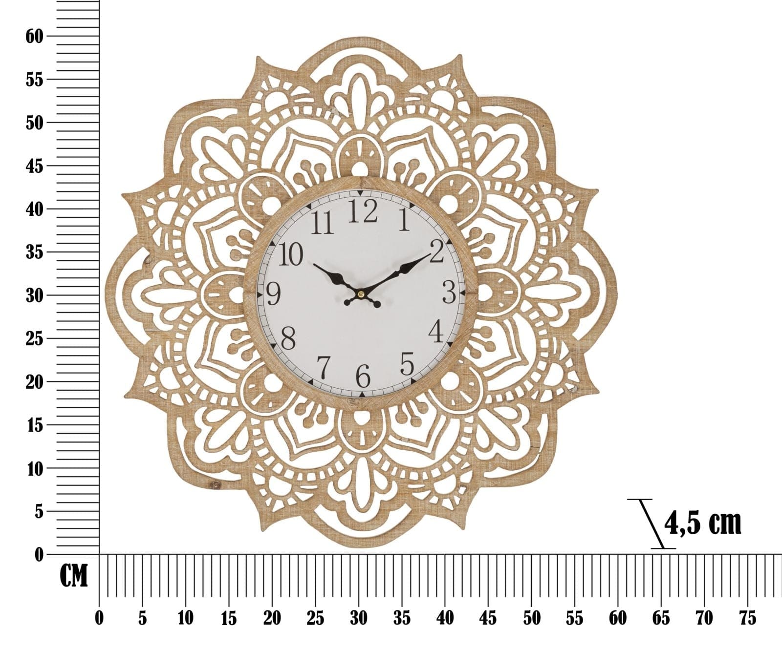 Ceas de perete Mandala Carving Natural, Ø60 cm (5)