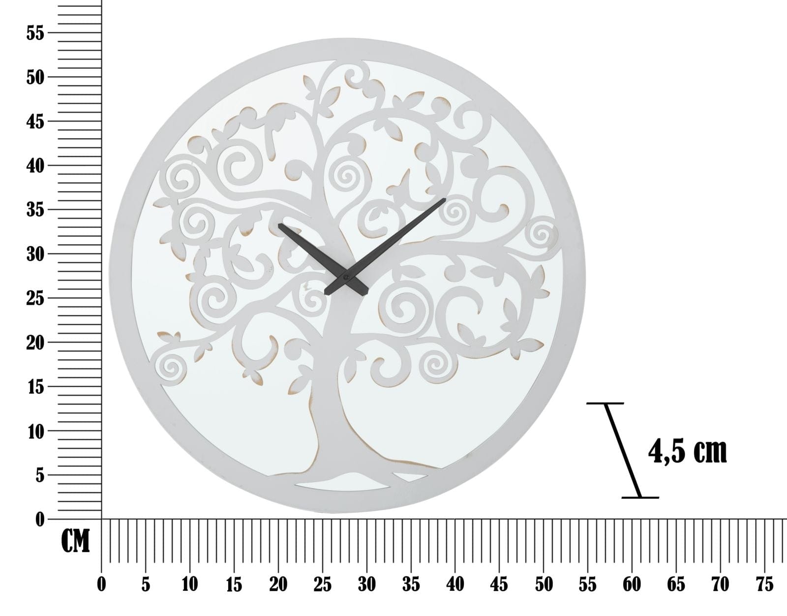 Ceas de perete, cu oglinda, White Tree Alb / Auriu, Ø55 cm (5)