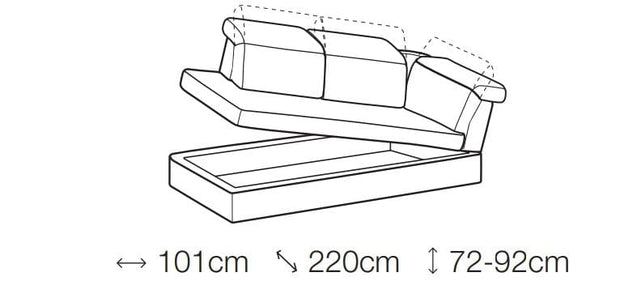 LeComfort Coltar Alessandris Extensibil cu Benzi Elastice si Spuma Poliuretanica, Sezlong pe Stanga, Suprafata de Dormit 190x169 cm, Tetiere Reglabile si Lada de Depozitare, l265xA220xH72-92 cm