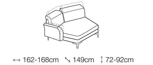 LeComfort Coltar Auroris Extensibil cu Benzi Elastice si Spuma Poliuretanica, Sezlong pe Stanga, Cotiere si Tetiere Reglabile, l322xA164xH72-92 cm