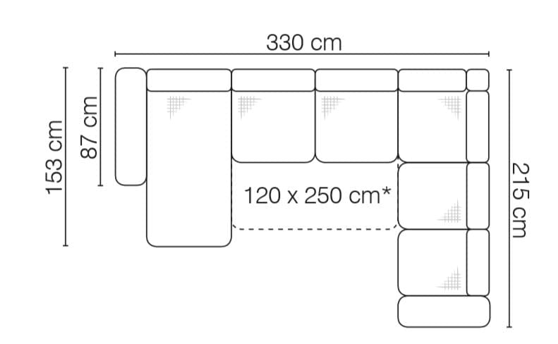 Coltar Ballo Large Extensibil cu Arcuri Ondulate si Spuma Poliuretanica, Sezlong pe Stanga, Suprafata de Dormit 250x120 cm, cu Lada si Sertar de Depozitare, l330xA215xH90 cm (3)