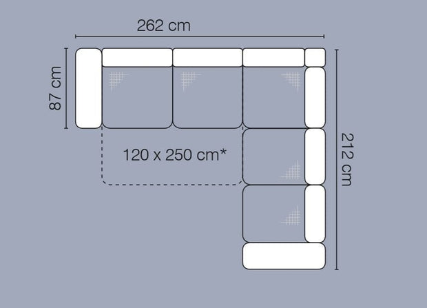 Coltar Ballo Small Extensibil cu Arcuri Ondulate si Spuma Poliuretanica, Sezlong pe Dreapta, Suprafata de Dormit 250x120 cm, cu Sertar de Depozitare, l262xA212xH90 cm (7)