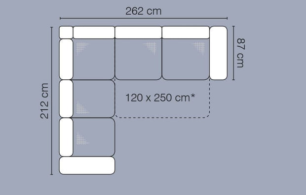 Coltar Ballo Small Extensibil cu Arcuri Ondulate si Spuma Poliuretanica, Sezlong pe Stanga, Suprafata de Dormit 250x120 cm, cu Sertar de Depozitare, l262xA212xH90 cm (7)