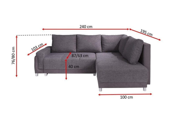 Coltar Bato Extensibil cu Arcuri Ondulate si Spuma Poliuretanica, Sezlong pe Dreapta, Suprafata de Dormit 205x150 cm, cu Lada de Depozitare, Perne Incluse, l240xA195xH76 cm (4)