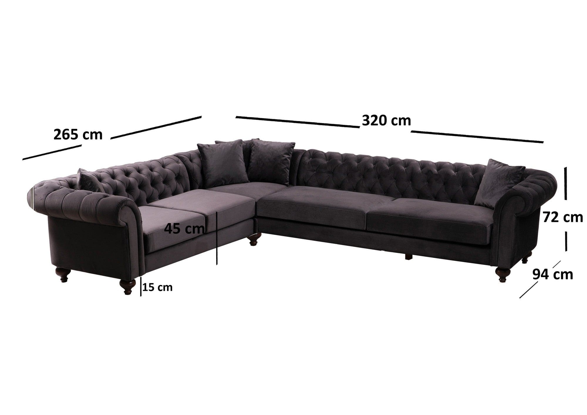 Asir Coltar Bogart Velvet Maro Fix cu Spuma Poliuretanica, Sezlong pe Stanga, tapitat cu Stofa Easy Clean, Perne Incluse, l320xA265xH72 cm