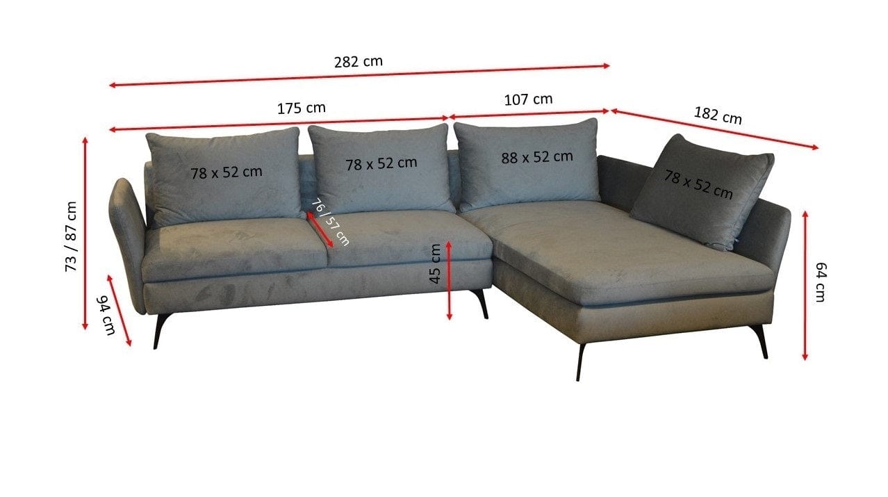 Coltar Cabro Extensibil cu Arcuri Ondulate si Spuma Poliuretanica, Sezlong pe Stanga, Suprafata de Dormit 252x125 cm, cu Lada de Depozitare, Perne Incluse, l282xA182xH73 cm (4)