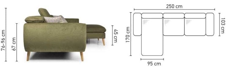 Coltar Centros Fix cu Arcuri Ondulate si Spuma Poliuretanica, Sezlong pe Stanga, Tetiere Reglabile, l250xA170xH76 cm (8)