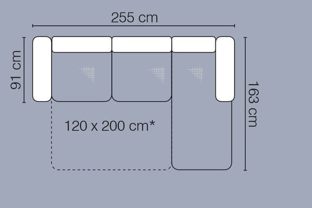 Coltar Chance Small Extensibil cu Arcuri Ondulate si Spuma Poliuretanica, Sezlong pe Dreapta, Suprafata de Dormit 200x120 cm, cu Lada de Depozitare, l255xA163xH90 cm (5)