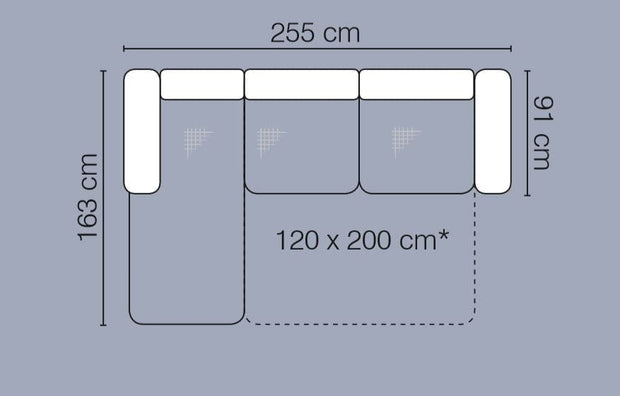 Coltar Chance Small Extensibil cu Arcuri Ondulate si Spuma Poliuretanica, Sezlong pe Stanga, Suprafata de Dormit 200x120 cm, cu Lada de Depozitare, l255xA163xH90 cm (5)