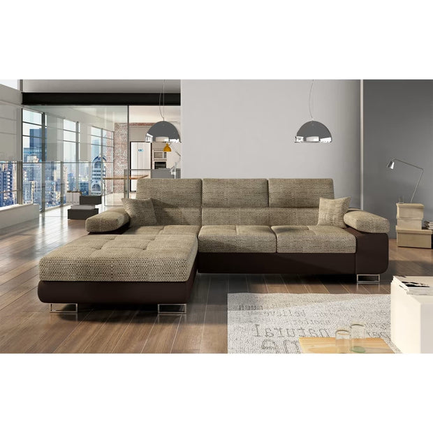 Eltap Berlin03 / Soft66 Coltar Extensibil Armandinio Duo cu Lada de Depozitare, Sezlong pe Stanga, Tetiere Reglabile, Perne Incluse, l280xA205xH70-90 cm