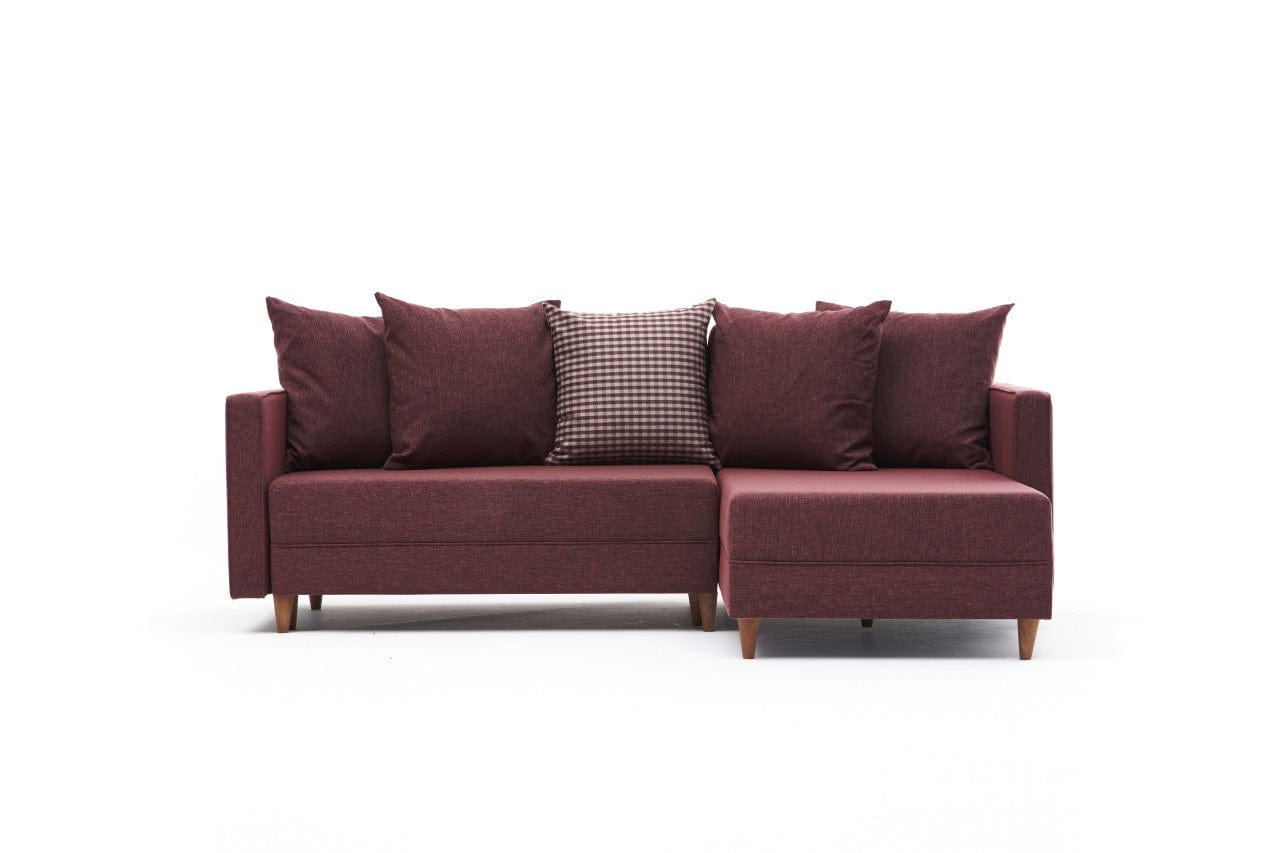 Asir Coltar Extensibil Aydam Bordeaux, Sezlong pe Dreapta, tapitat cu Stofa, l215xA150xH80 cm