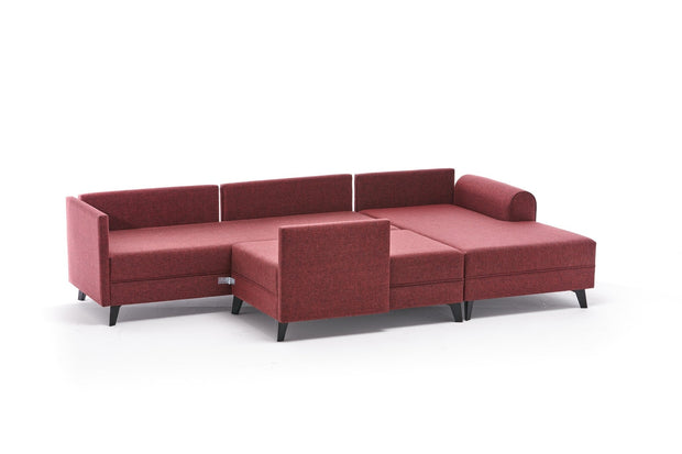 Asir Coltar Extensibil Belen Bordeaux, Sezlong pe Stanga, tapitat cu Stofa, l300xA202xH78 cm