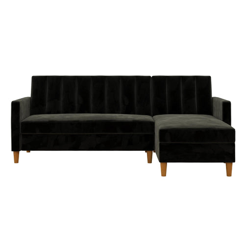 Dorel Home Coltar Extensibil cu Sezlong pe Dreapta Celine Velvet Negru / Natural, l210xA151xH81 cm