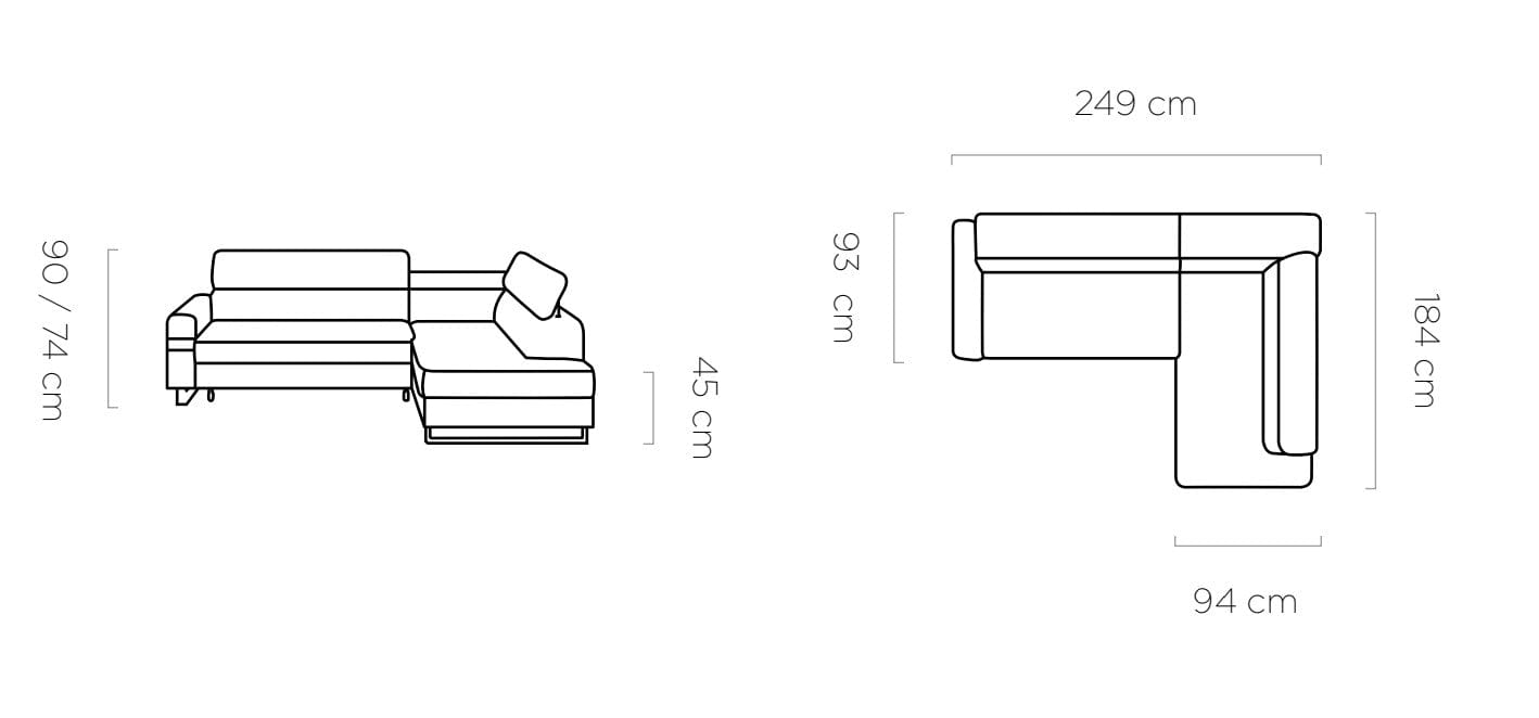 Coltar Extensibil, cu Sezlong pe Dreapta, Lada de Depozitare, Tetiere Reglabile, Liviano, l249xA184xH74-90 cm (5)