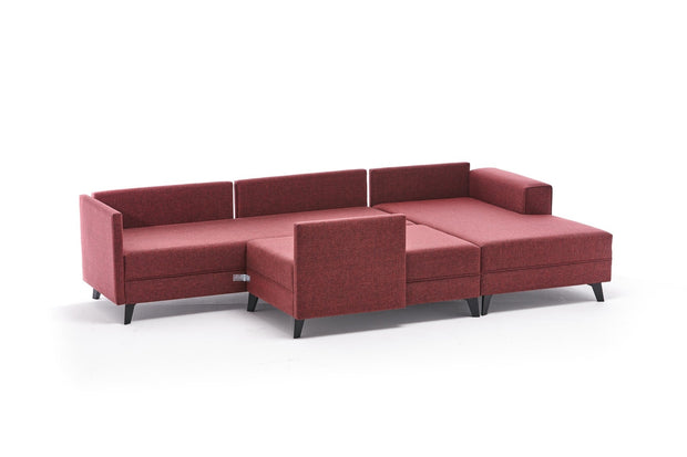 Asir Coltar Extensibil Efsun Bordeaux, Sezlong pe Stanga, tapitat cu Stofa, l300xA202xH78 cm