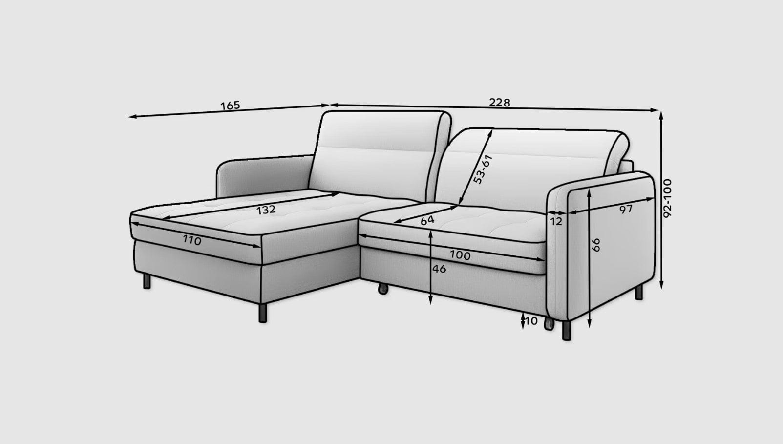 Coltar Extensibil Gomez Plus Gri cu Lada de Depozitare, Sezlong pe Dreapta, Tetiere Reglabile, l228xA165xH92-100 cm (7)