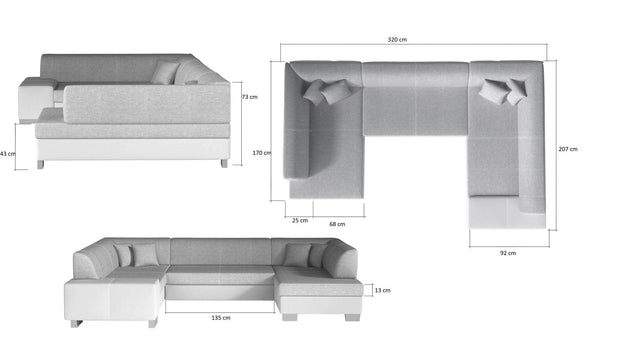 Coltar Extensibil Havasi cu Lada de Depozitare, Sezlong pe Stanga, Perne Incluse, l320xA207xH73 cm - SomProduct Romania