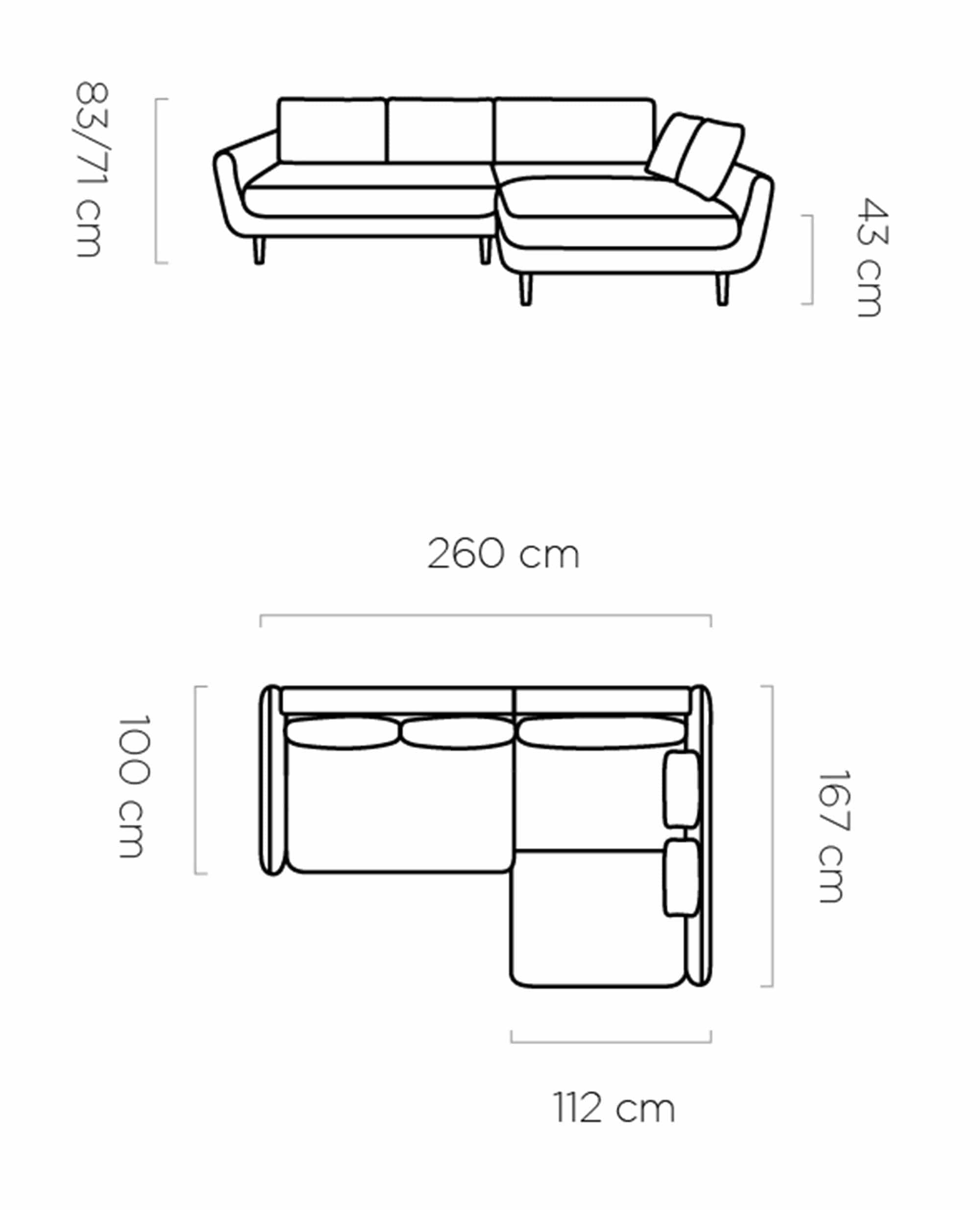 Coltar Extensibil, Sezlong pe Dreapta, Lada de Depozitare, Perne Incluse, Solaris, l260xA167xH71-83 cm (4)