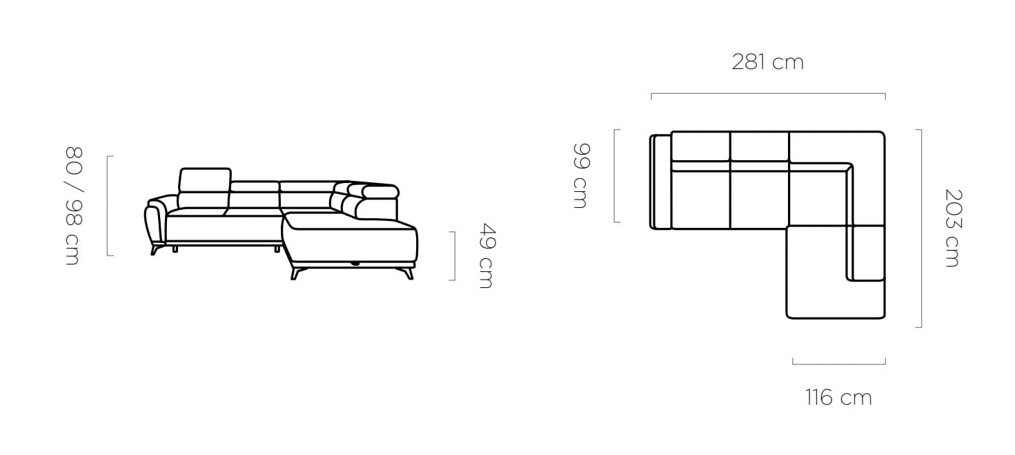 Coltar Extensibil, Sezlong pe Dreapta, Lada de Depozitare, Tetiere Reglabile, Atlantida, l281xA203xH80-98 cm (10)