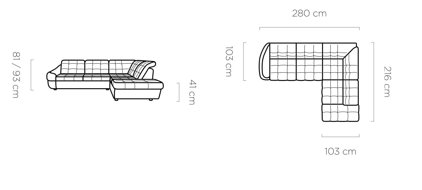 Coltar Extensibil, Sezlong pe Dreapta, Lada de Depozitare, Tetiere Reglabile, Infamy L, l280xA216xH81-93 cm (6)