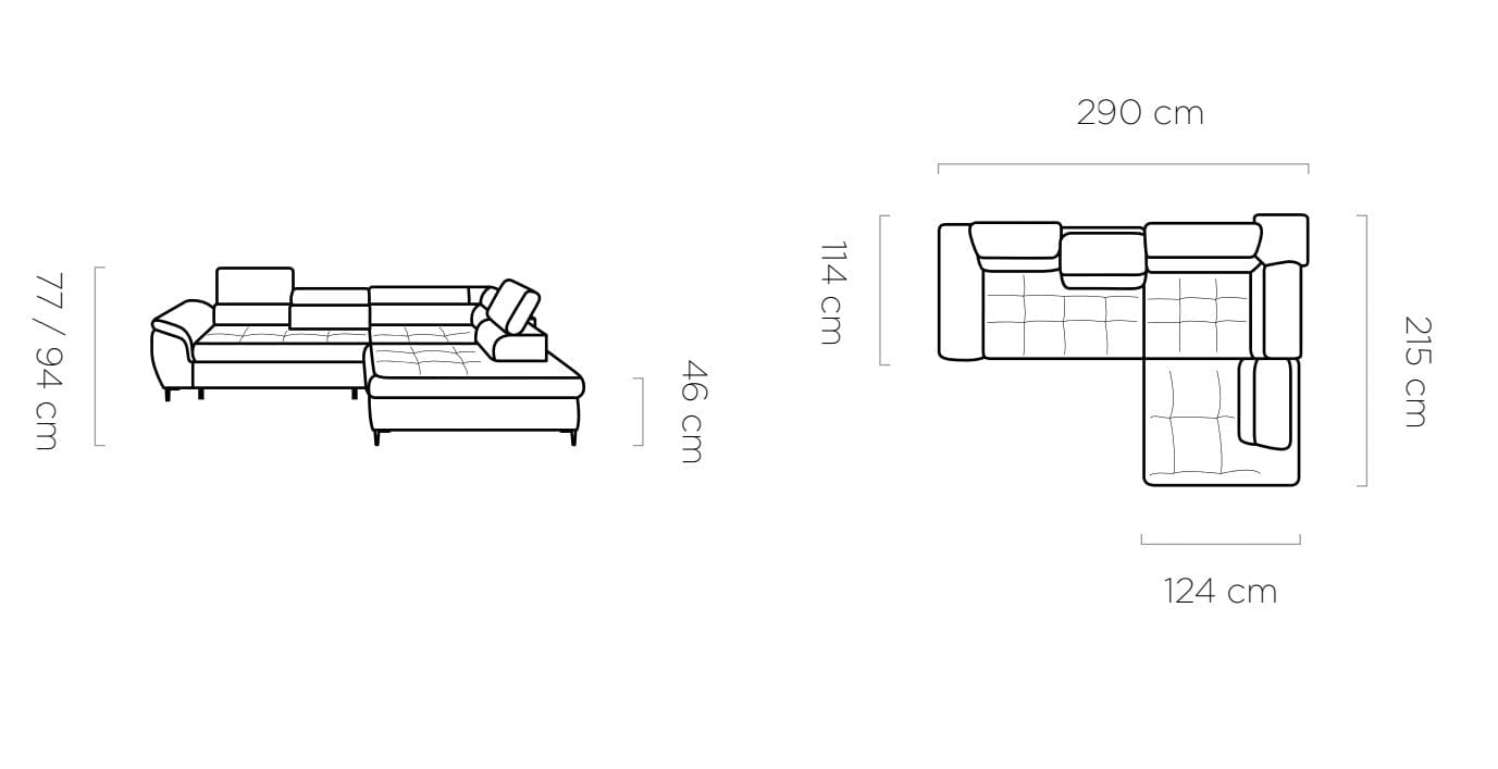 Coltar Extensibil, Sezlong pe Stanga, Lada de Depozitare, Tetiere Reglabile, Empon, l290xA215xH77-94 cm (8)