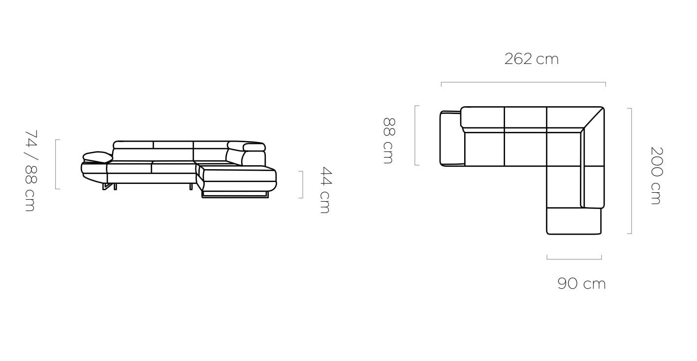 Coltar Extensibil, Sezlong pe Stanga, Lada de Depozitare, Tetiere Reglabile, Giola, l262xA200xH74-88 cm (8)