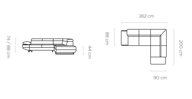 Coltar Extensibil, Sezlong pe Stanga, Lada de Depozitare, Tetiere Reglabile, Giola, l262xA200xH74-88 cm (8)