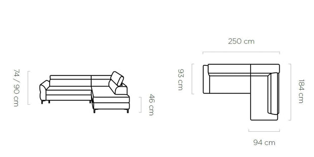 Coltar Extensibil, Sezlong pe Stanga, Lada de Depozitare, Tetiere Reglabile, Romeo, l250xA184xH74-90 cm (5)