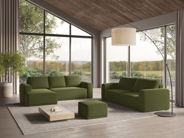 Makamii Coltar Extensibil, Sezlong pe Stanga, Tapitat cu Stofa, Kaila Velvet C23 Verde Olive, l258xA160xH91 cm