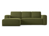 Makamii Coltar Extensibil, Sezlong pe Stanga, Tapitat cu Stofa, Kaila Velvet C23 Verde Olive, l258xA160xH91 cm