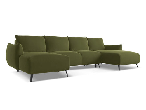 Makamii Coltar Extensibil, Sezlong Universal (pe Stanga sau pe Dreapta), Tapitat cu Stofa, Malie Velvet C23 Verde Olive, l317xA162xH86 cm