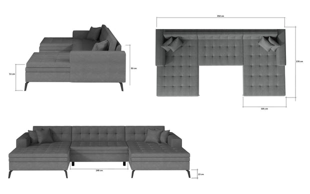 Eltap Coltar Extensibil Vertis Plus Roz Inchis cu Sezlong Universal (pe Stanga sau pe Dreapta), Perne Incluse, l350xA170xH93 cm