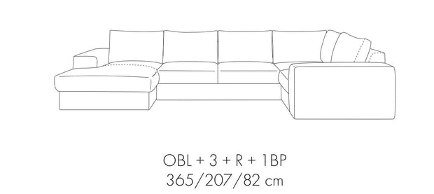 Coltar Fix, cu Sezlong pe Dreapta, Hermesito Gri, l365xA207xH82 cm (5)