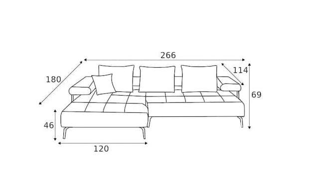 Coltar Fix, cu Sezlong pe Dreapta, Mecanism Electric Relax, Perne Incluse, Magnetit Mini, l266xA180xH69 cm (8)