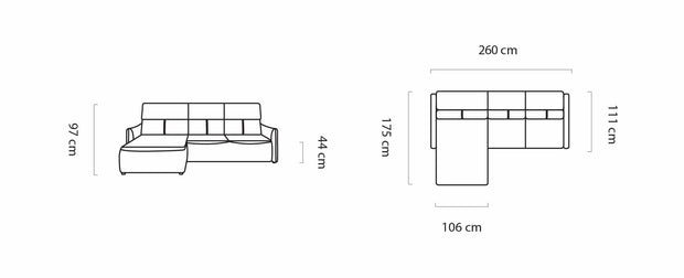 Coltar Fix, cu Sezlong pe Stanga, Lada de Depozitare, Mecanism Electric Relax, Magus Mini, l260xA175xH97 cm (2)