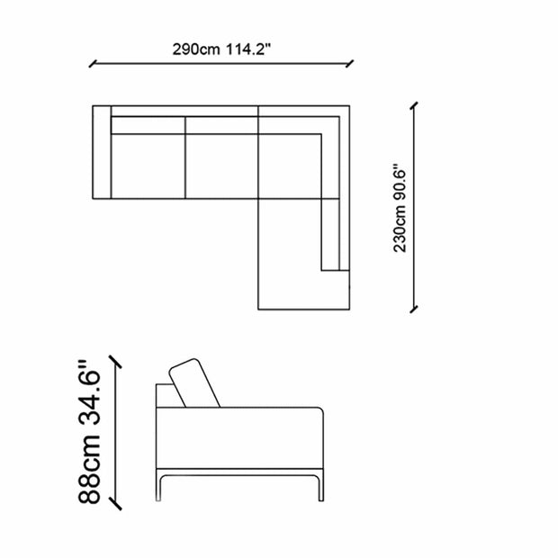 Coltar Fix Secret Gri Deschis, Sezlong pe Dreapta, tapitat cu Stofa, l290xA230xH88 cm (5)