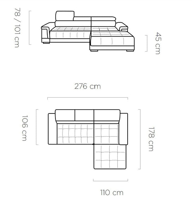 Coltar Fix, Sezlong pe Dreapta, Mecanism Electric Relax, Tetiere Reglabile, Campis Mini, l276xA178xH78-101 cm (8)