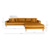 Coltar Fix, Sezlong pe Dreapta, Tapitat cu Stofa, Perne Incluse, Lido M Velvet Mustariu / Natural, l290xA170xH76 cm (4)