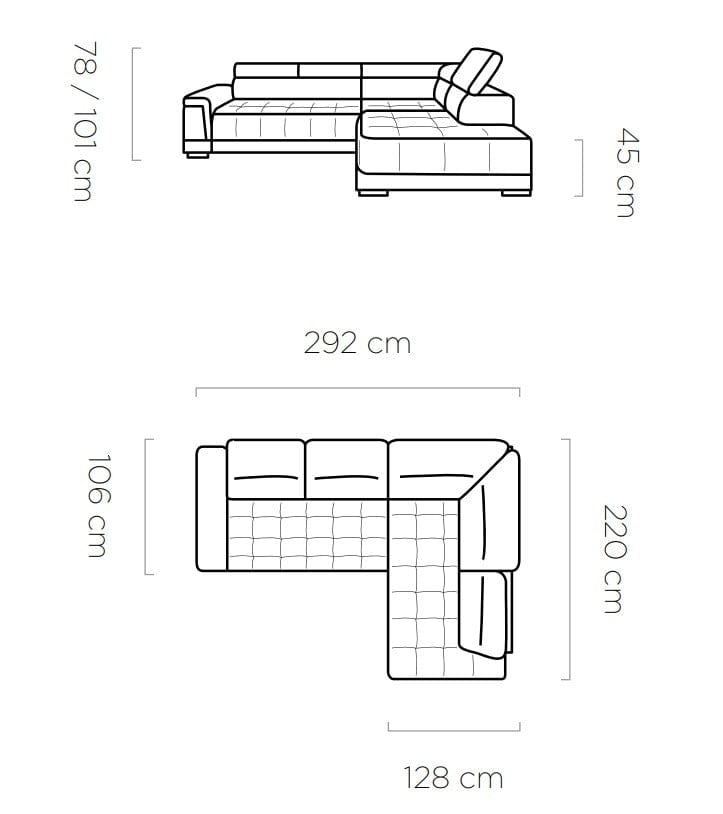 Coltar Fix, Sezlong pe Stanga, Mecanism Electric Relax, Tetiere Reglabile, Campis L, l292xA220xH78-101 cm (3)