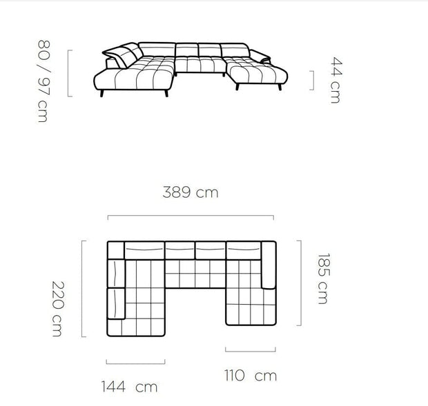 Coltar Fix, Sezlong pe Stanga, Mecanism Electric Relax, Tetiere Reglabile, Motan XL, l389xA220xH80-97 cm (8)