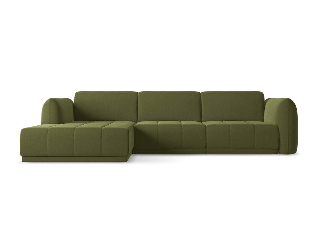 Makamii Coltar Fix, Sezlong pe Stanga, Tapitat cu Stofa, Hoku Velvet C23 Verde Olive, l290xA170xH74 cm