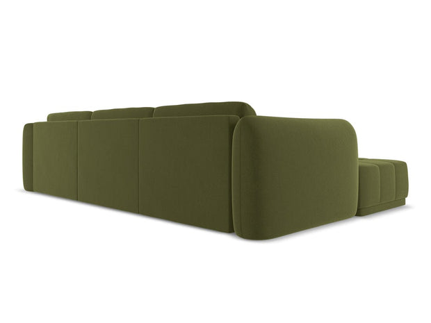 Makamii Coltar Fix, Sezlong pe Stanga, Tapitat cu Stofa, Hoku Velvet C23 Verde Olive, l290xA170xH74 cm