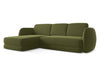 Makamii Coltar Fix, Sezlong pe Stanga, Tapitat cu Stofa, Kiana Velvet C23 Verde Olive, l270xA164xH85 cm