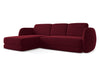 Makamii Burgundy Coltar Fix, Sezlong pe Stanga, Tapitat cu Stofa, Kiana Velvet LC-3, l270xA164xH85 cm