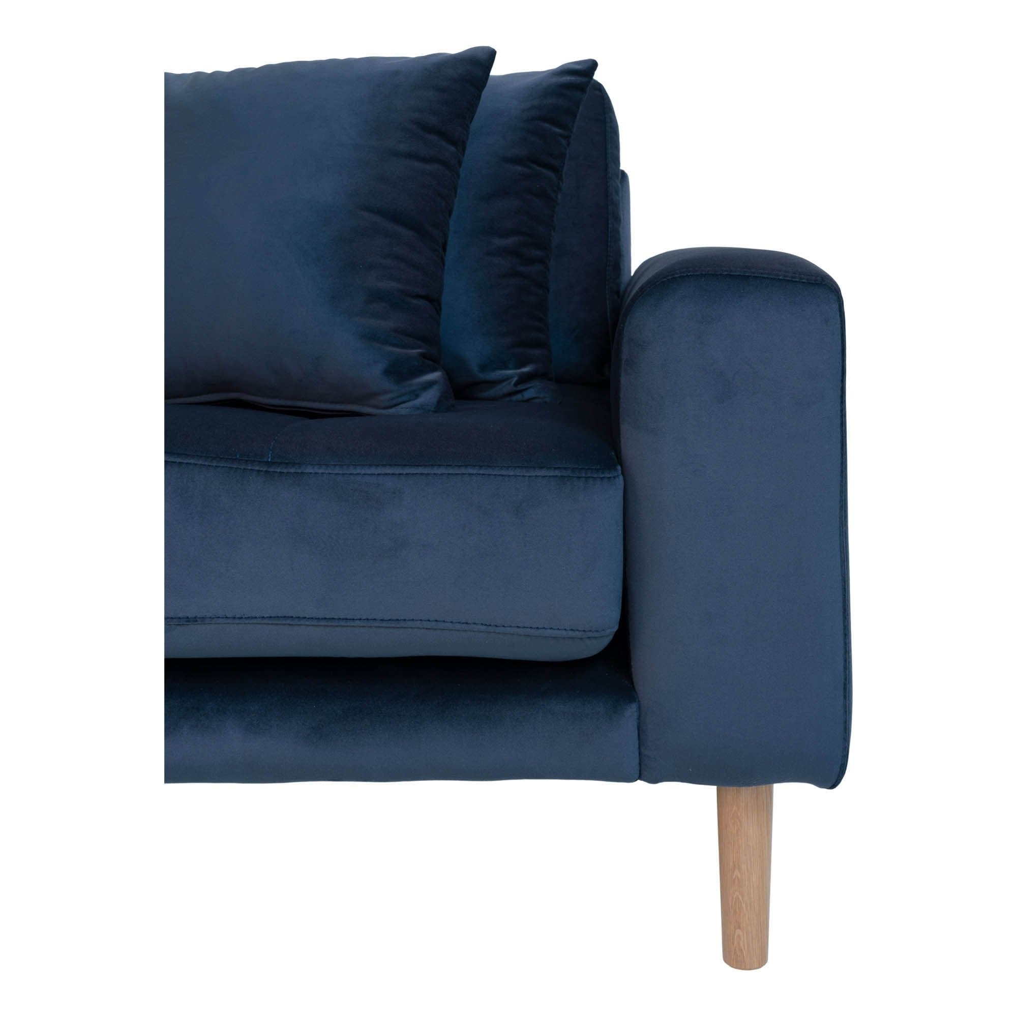 Coltar Fix, Sezlong pe Stanga, Tapitat cu Stofa, Perne Incluse, Lido M Velvet Bleumarin / Natural, l290xA170xH76 cm (3)