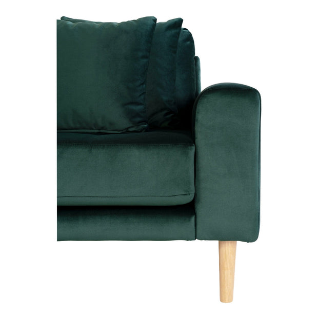 Coltar Fix, Sezlong pe Stanga, Tapitat cu Stofa, Perne Incluse, Lido M Velvet Verde Inchis / Natural, l290xA170xH76 cm (2)