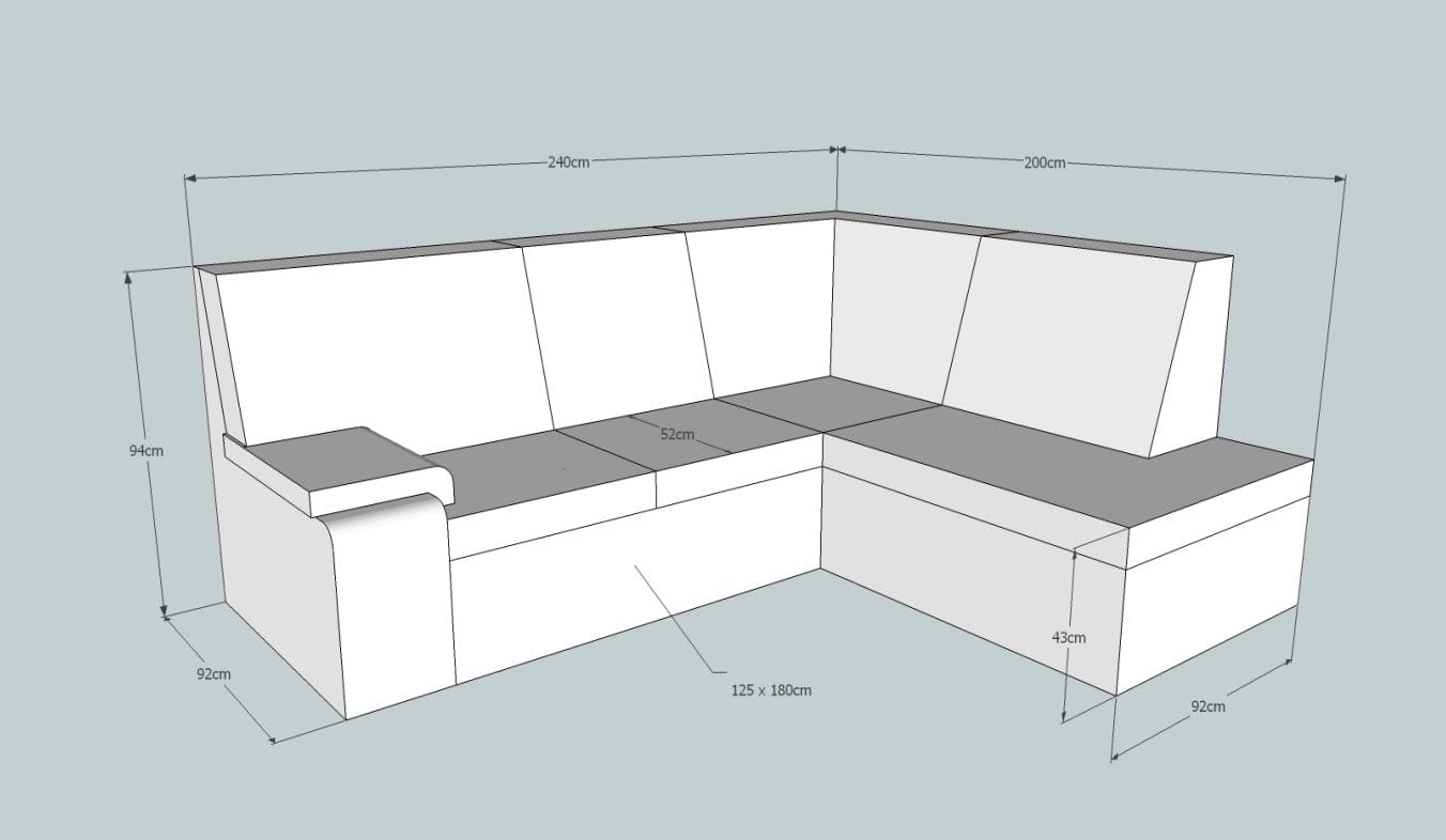 Coltar Gustad Extensibil cu Arcuri Ondulate si Spuma Poliuretanica, Sezlong pe Dreapta, Suprafata de Dormit 180x125 cm, cu Lada de Depozitare, l240xA200xH94 cm (2)