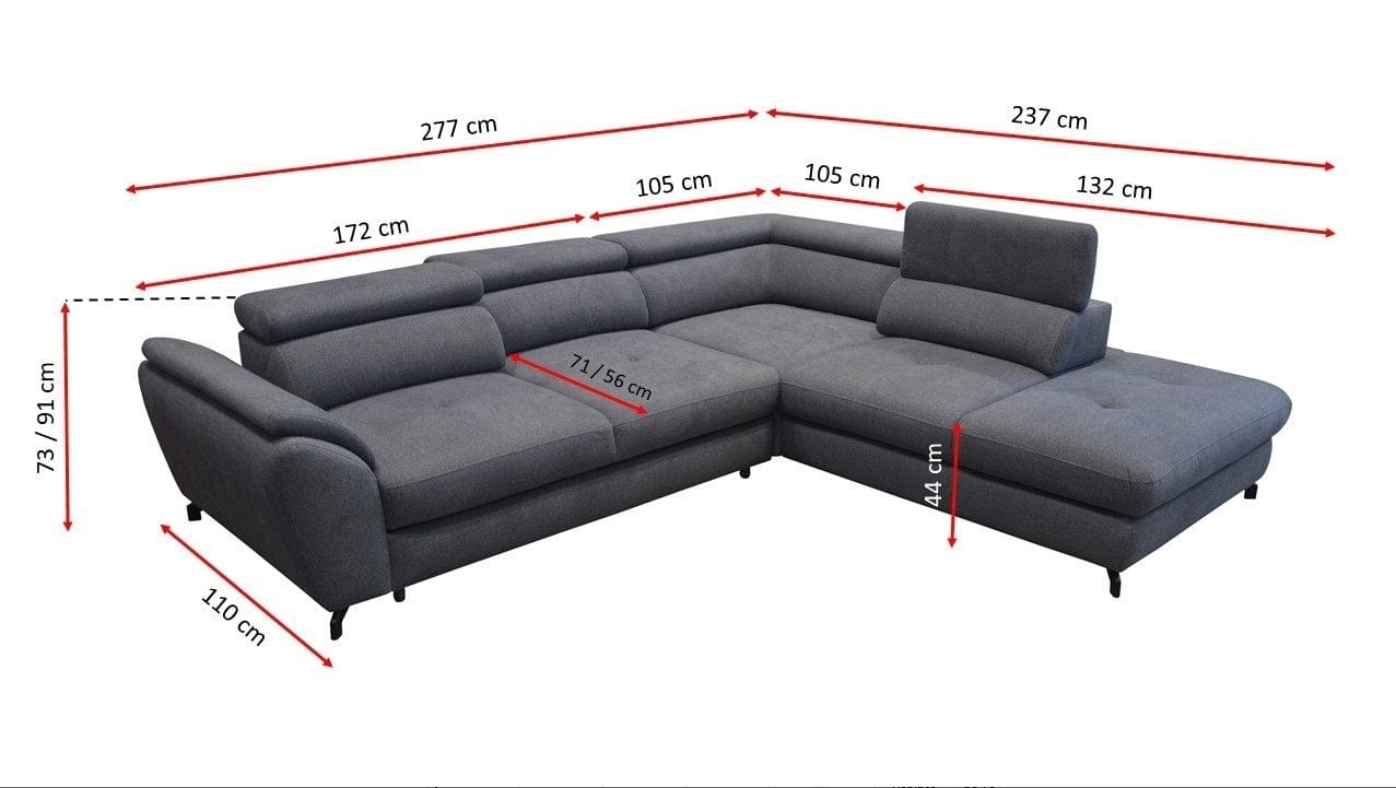 Coltar Malon Extensibil cu Arcuri Ondulate si Spuma Poliuretanica, Sezlong pe Stanga, Suprafata de Dormit 206x137 cm, cu Lada de Depozitare, Tetiere Reglabile, l277xA237xH73 cm (6)