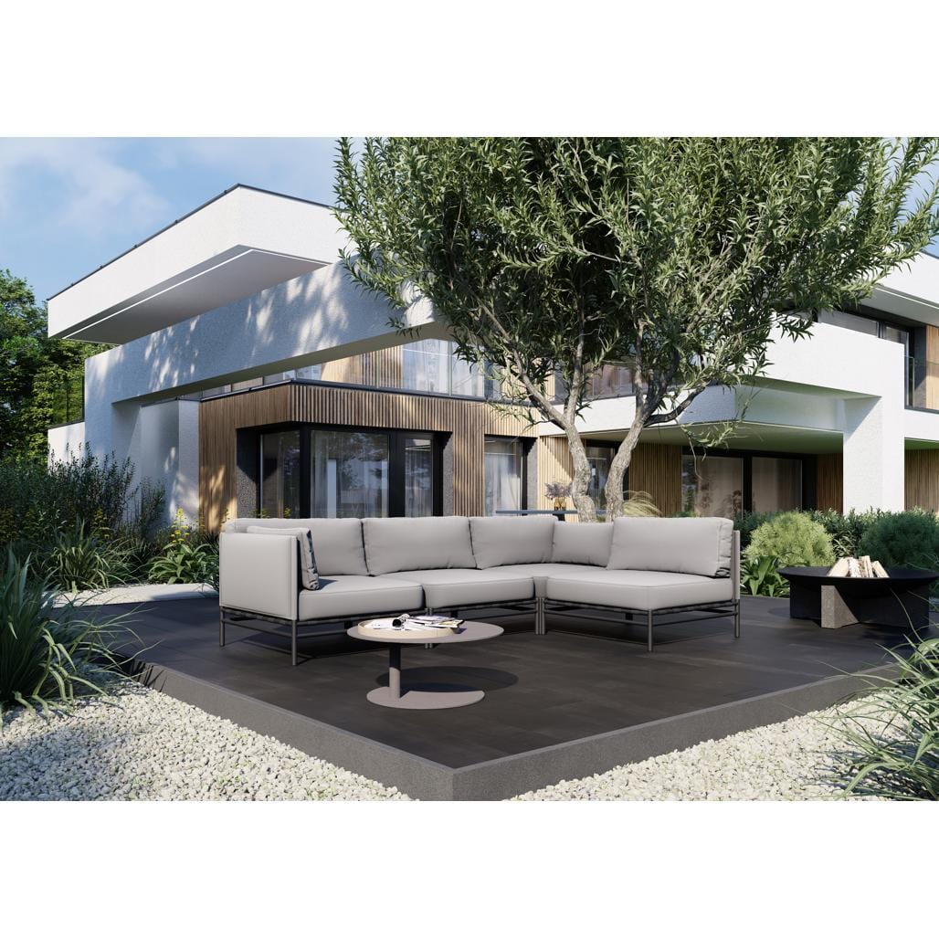 Coltar Modular pentru Gradina / Terasa, Tapitat cu Stofa, Dandy Gri, l234xA156xH78 cm (3)